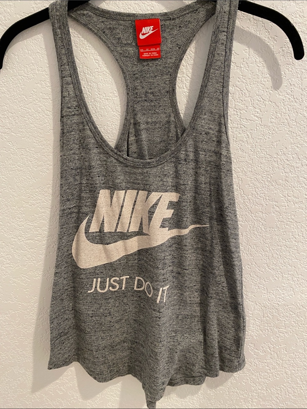 Nike Gray Heather Racerback Tank with White Swoosh